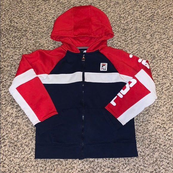 fila red white and blue hoodie